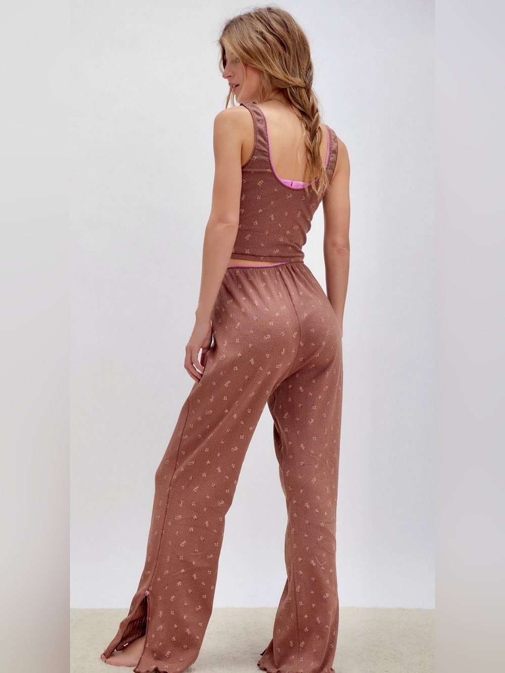 NWT FREE PEOPLE INTIMATELY FRESH IN LOVE PAJAMA SET CHOCOLATE COMBO